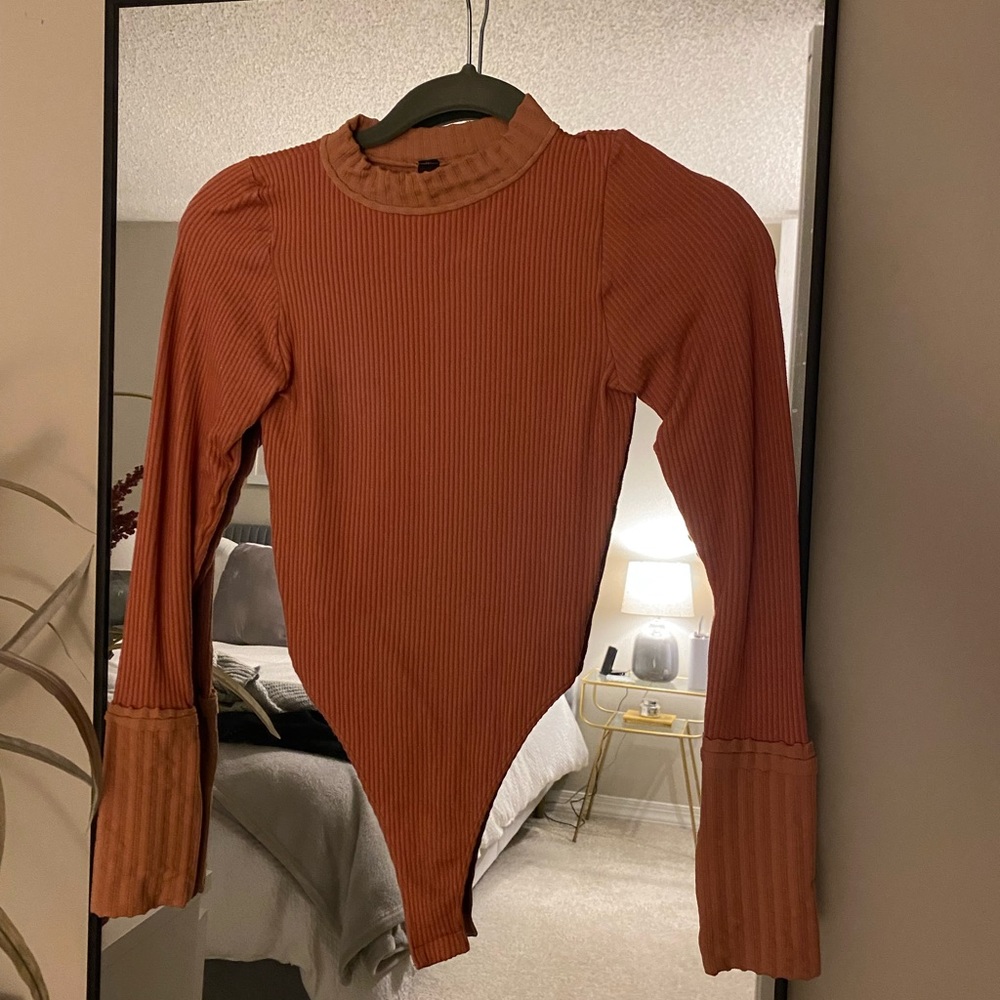 Burnt orange long sleeve bodysuit